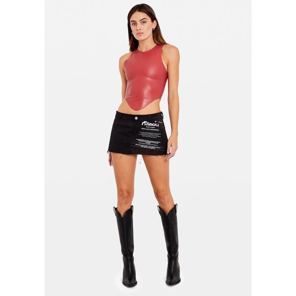 Miaou Jinx Top in Strawberry Large New Womens Faux Leather Vegan Cropped Tank - Picture 15 of 15